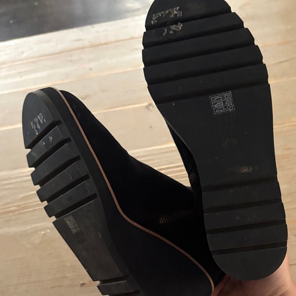 Eileen Fisher Black Suede Wedge Boots